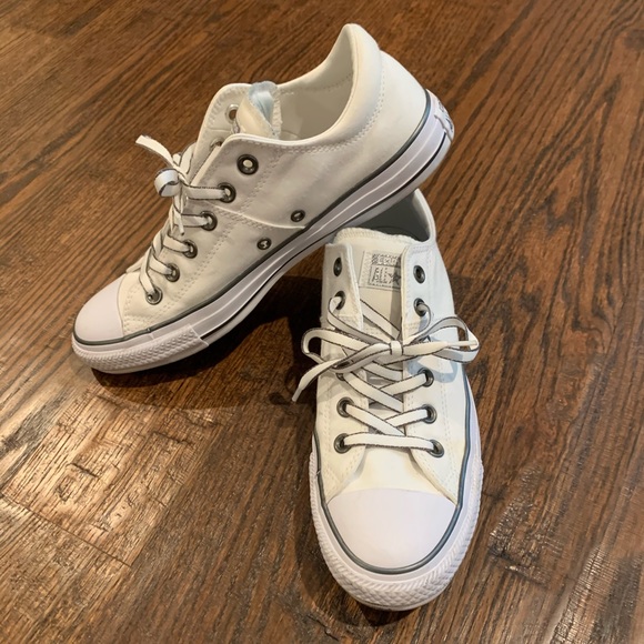 Converse Shoes - White Converse with silver accents size 10M
